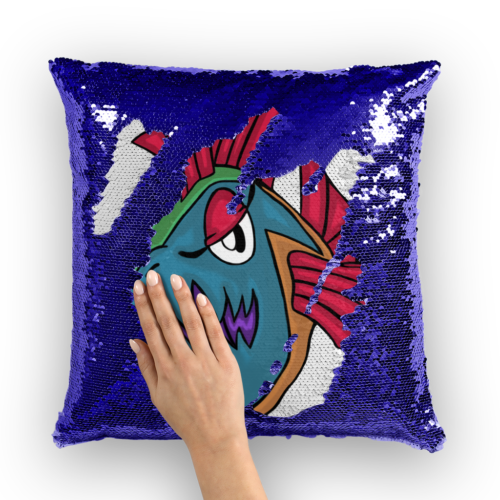 Carnevorenip Sequin Cushion Cover featuring a vibrant mermaid design with shimmering sequins on the front and a plain back.