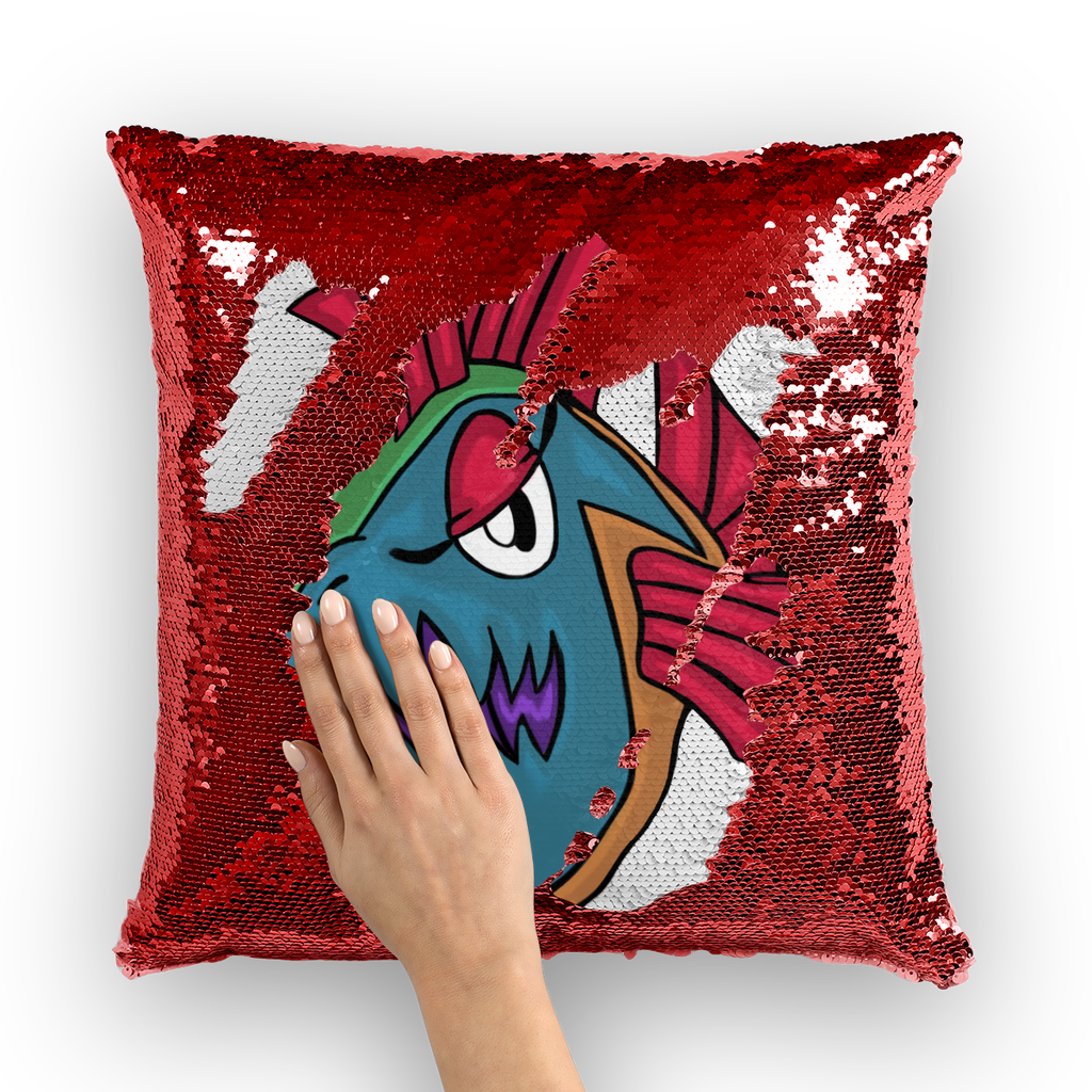 Carnevorenip Sequin Cushion Cover featuring a vibrant mermaid design with shimmering sequins on the front and a plain back.