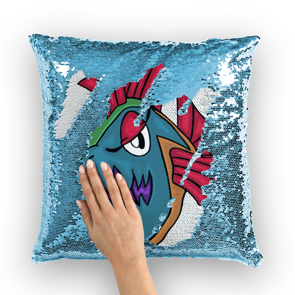 Carnevorenip Sequin Cushion Cover featuring a vibrant mermaid design with shimmering sequins on the front and a plain back.