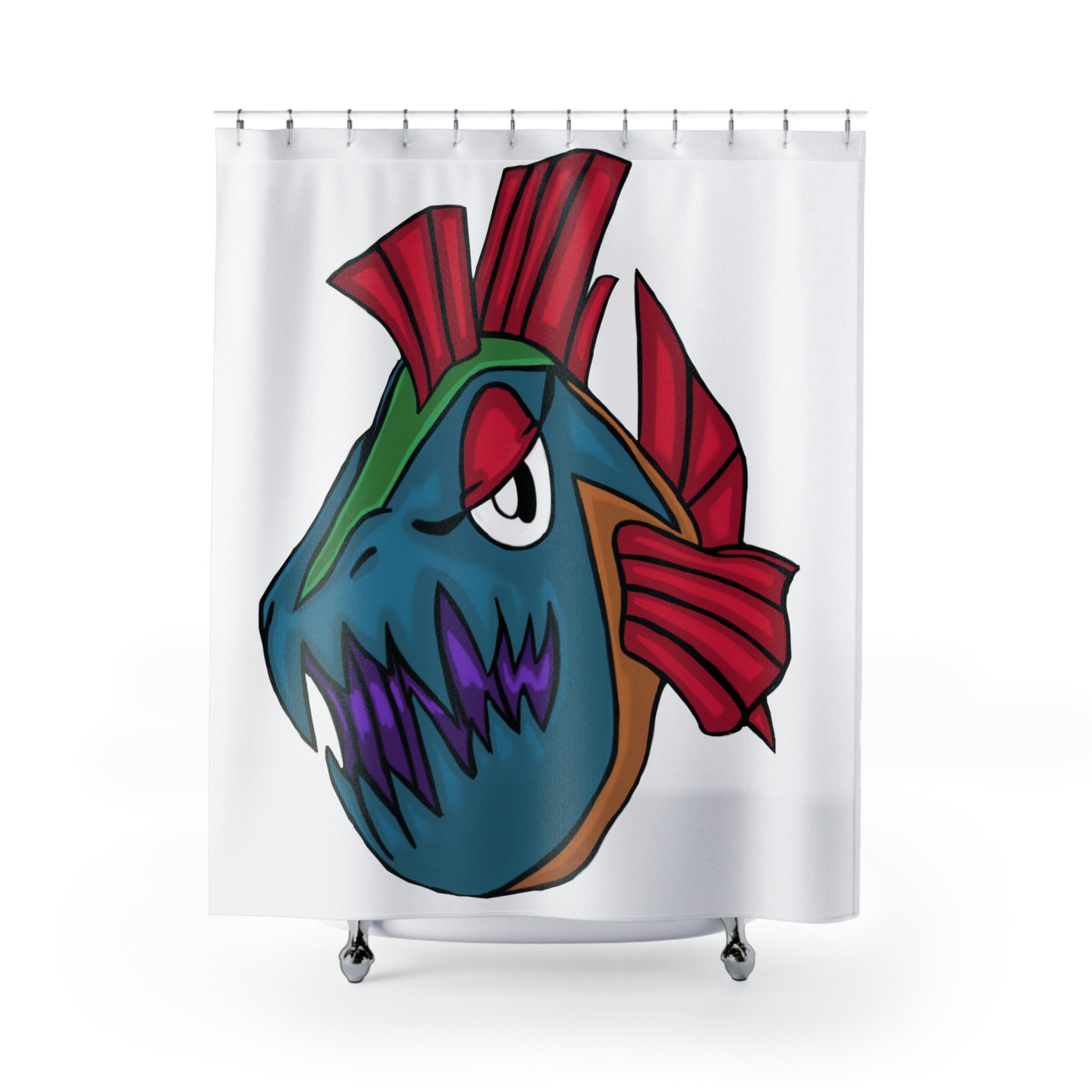 Carnevornip Shower Curtain featuring vibrant custom designs on durable polyester fabric, perfect for enhancing bathroom decor.