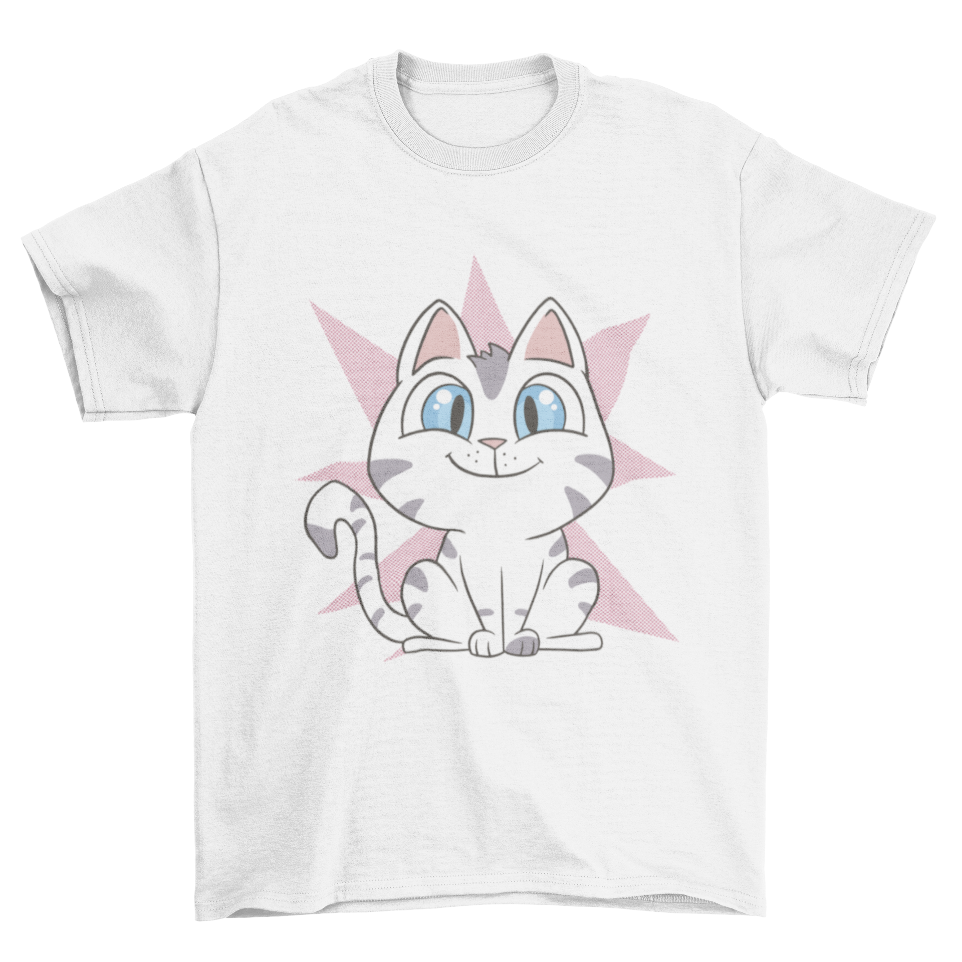 A cartoon kitten t-shirt featuring a cute baby cat illustration in vibrant colors.