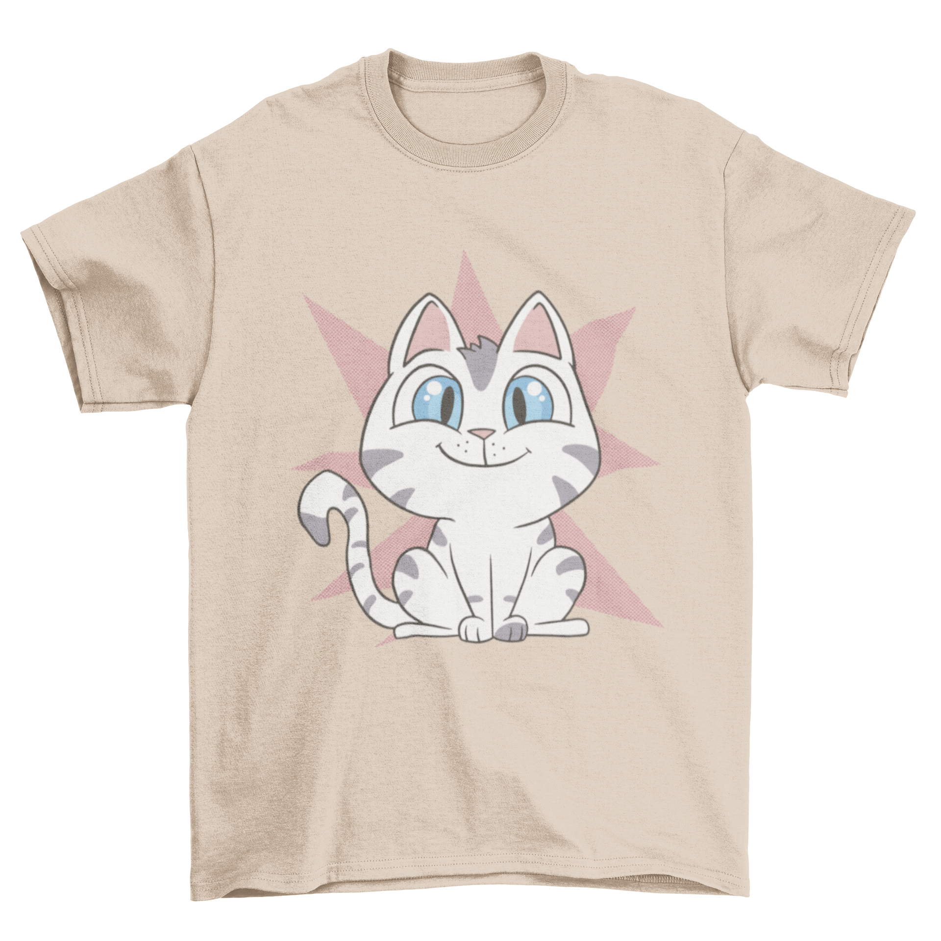 A cartoon kitten t-shirt featuring a cute baby cat illustration in vibrant colors.