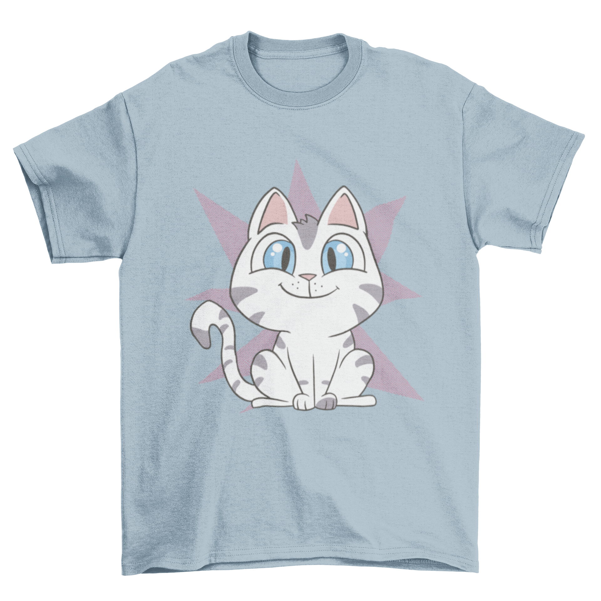 A cartoon kitten t-shirt featuring a cute baby cat illustration in vibrant colors.