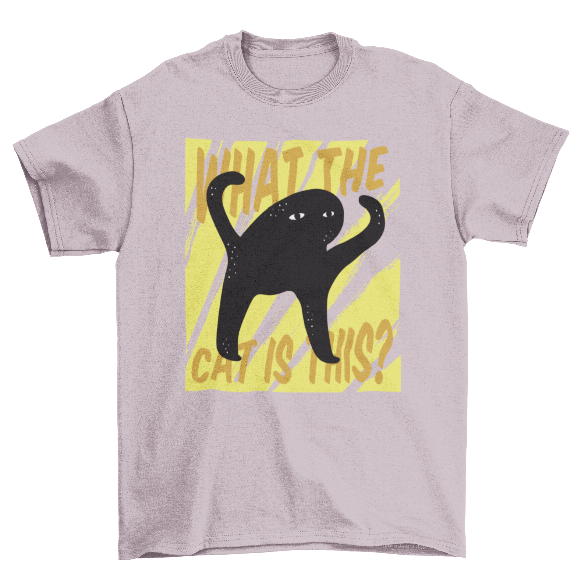 A quirky Cat Creature T-shirt featuring a strange cat-shaped creature illustration and the text 'What the cat is this?'