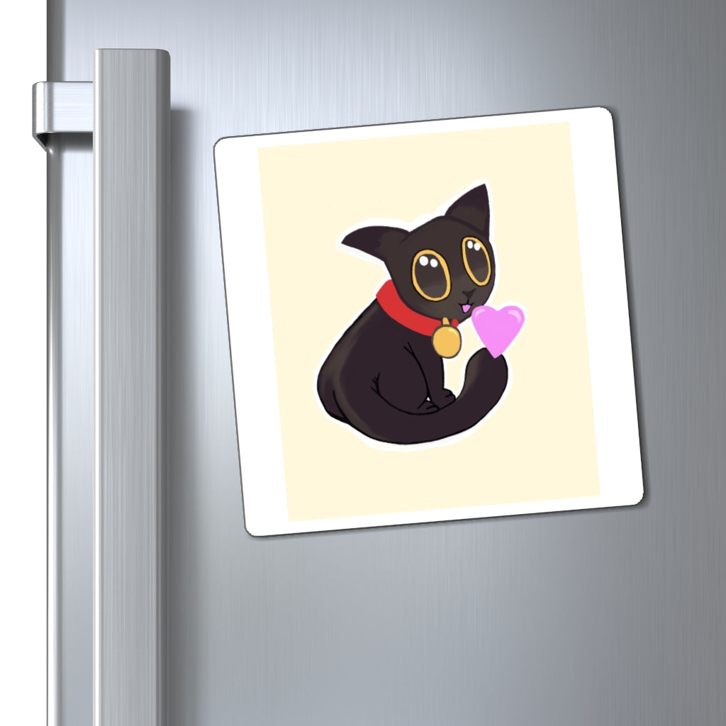 A set of colorful Cat Drawing Magnets featuring various cat illustrations on a black backing, ideal for displaying messages on metallic surfaces.