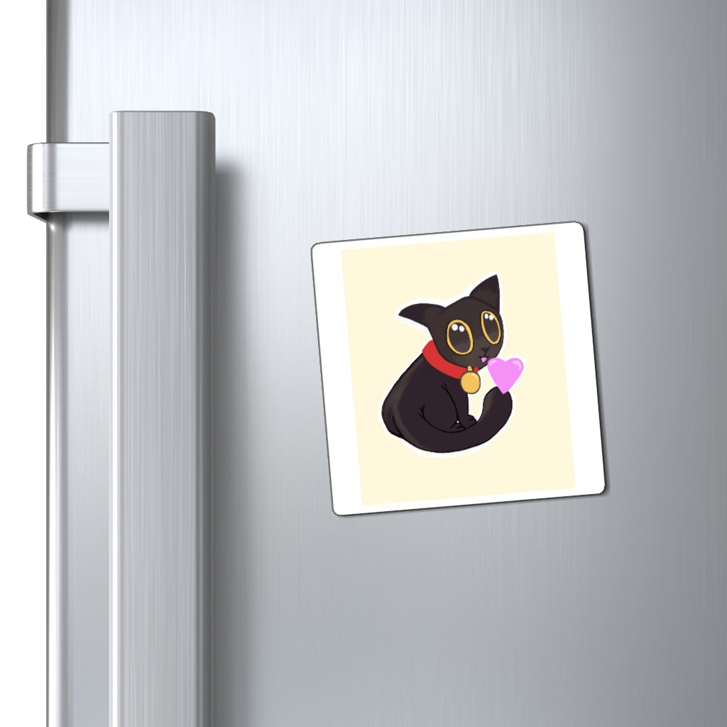 A set of colorful Cat Drawing Magnets featuring various cat illustrations on a black backing, ideal for displaying messages on metallic surfaces.