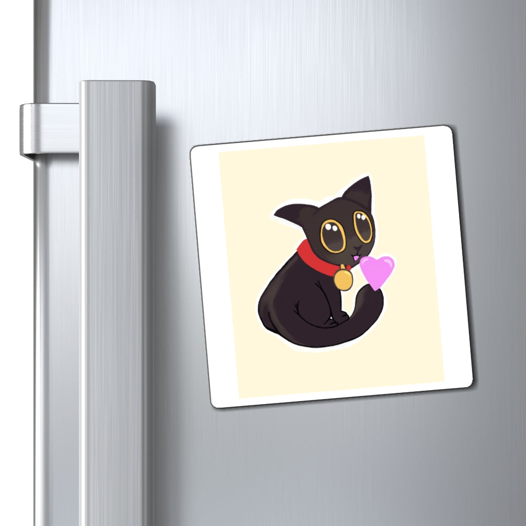 A set of colorful Cat Drawing Magnets featuring various cat illustrations on a black backing, ideal for displaying messages on metallic surfaces.