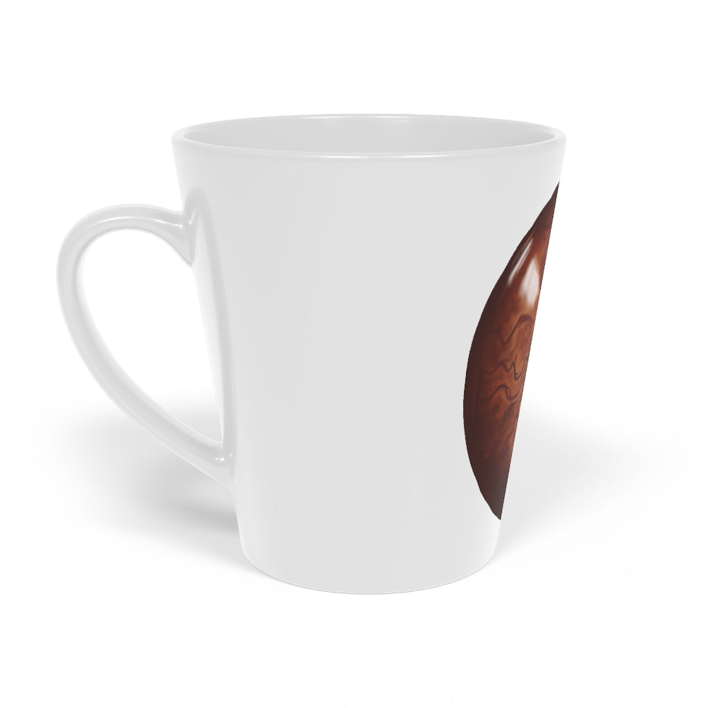 A stylish Cat Eyes Latte Mug featuring a playful cat eyes design, made of durable white ceramic with a comfortable C-shaped handle.