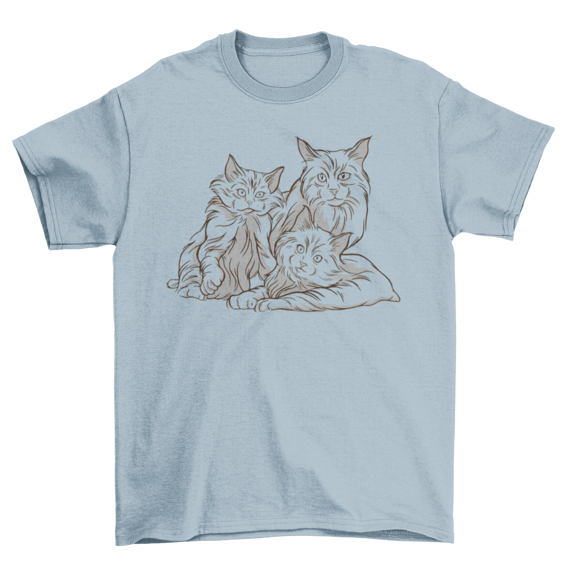 A stylish Cat Family T-Shirt featuring a hand-drawn illustration of a loving cat family, perfect for cat enthusiasts.