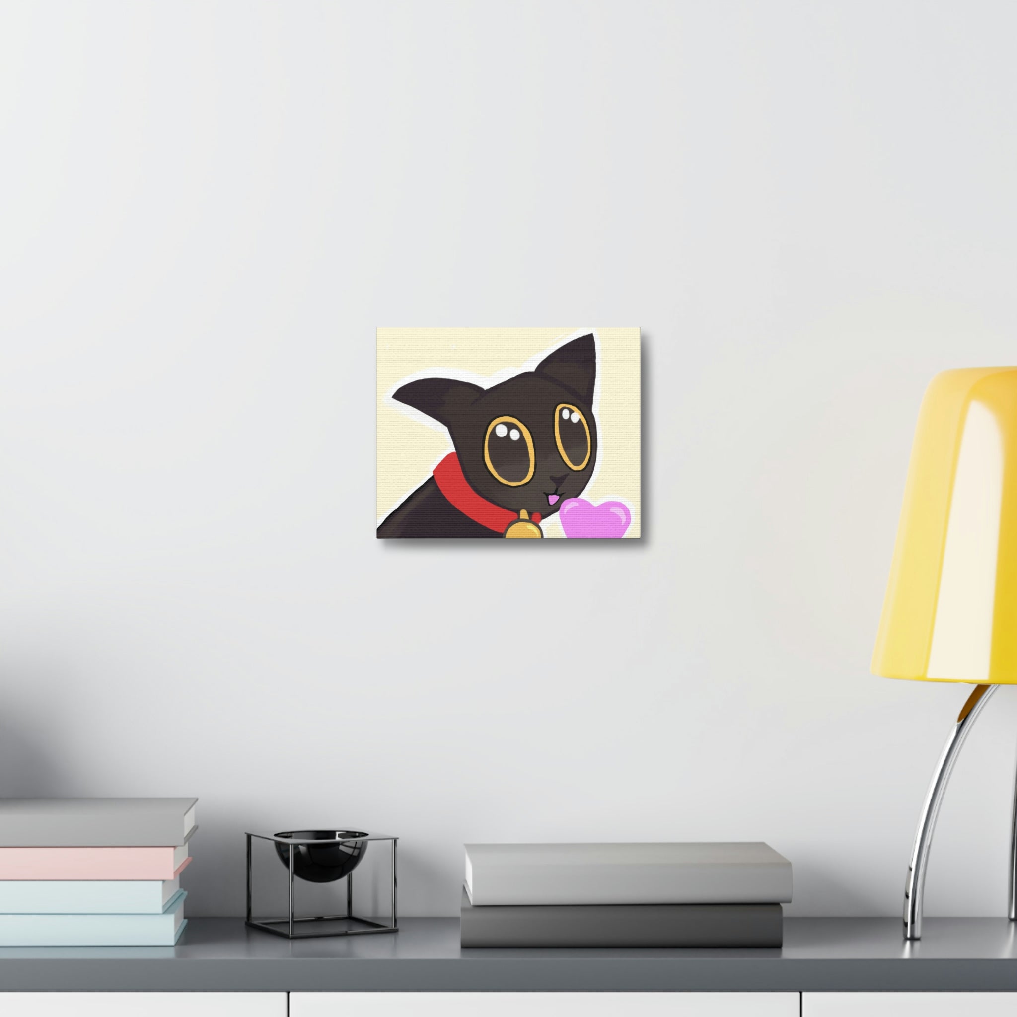 A beautifully designed stretched canvas featuring a detailed cat illustration, perfect for indoor decoration.