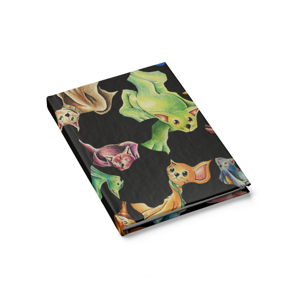 A hardcover Cat Pattern Journal featuring a whimsical cat design with blank pages for writing and sketching.