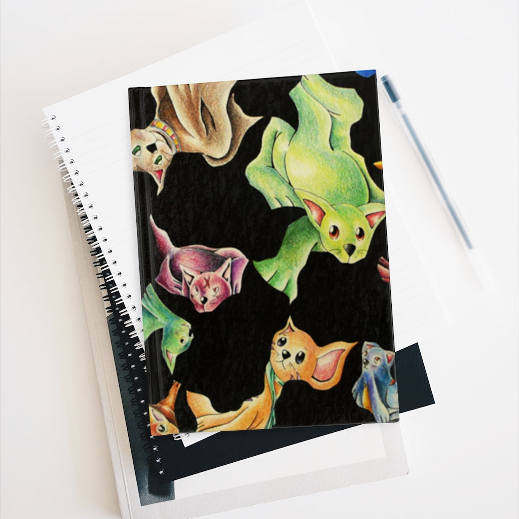 A hardcover Cat Pattern Journal featuring a whimsical cat design with blank pages for writing and sketching.