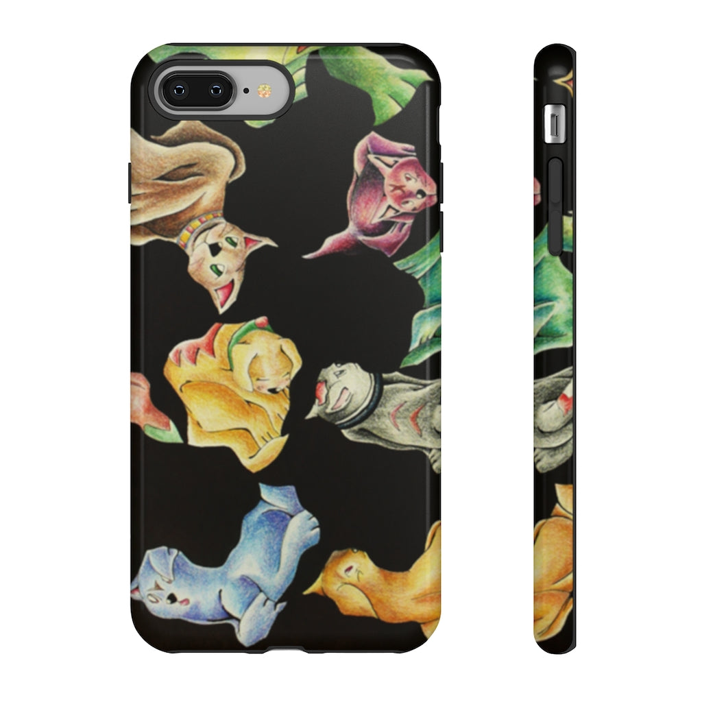 Cat Pattern Tough Case featuring a vibrant cat design with dual-layer protection for smartphones.