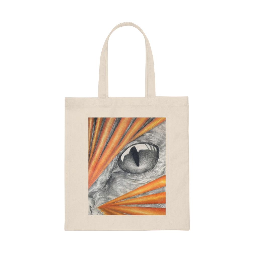 A stylish Cat Rays Canvas Tote Bag made of 100% cotton sheeting, featuring reinforced handles and a spacious design for everyday use.