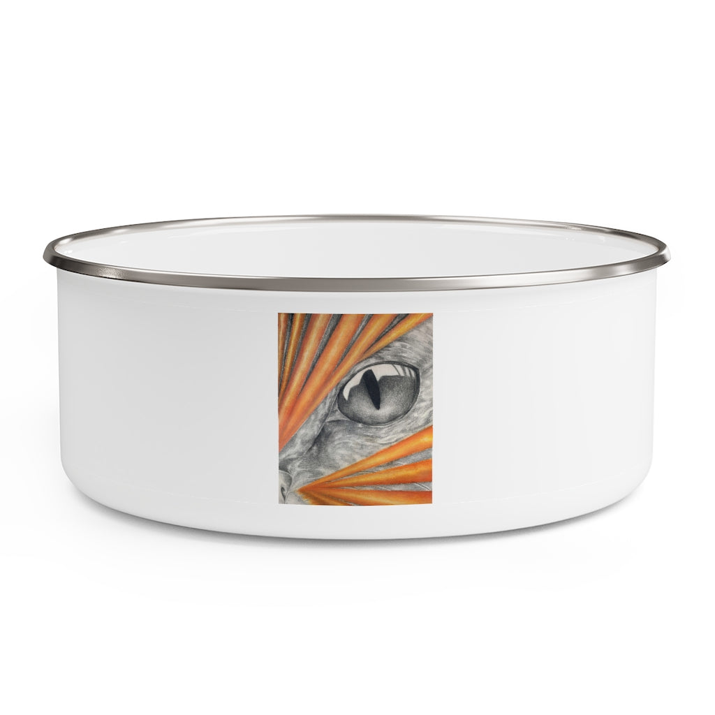 Stylish Cat Rays Enamel Bowl with translucent lid and anti-slip backing, available in three sizes.