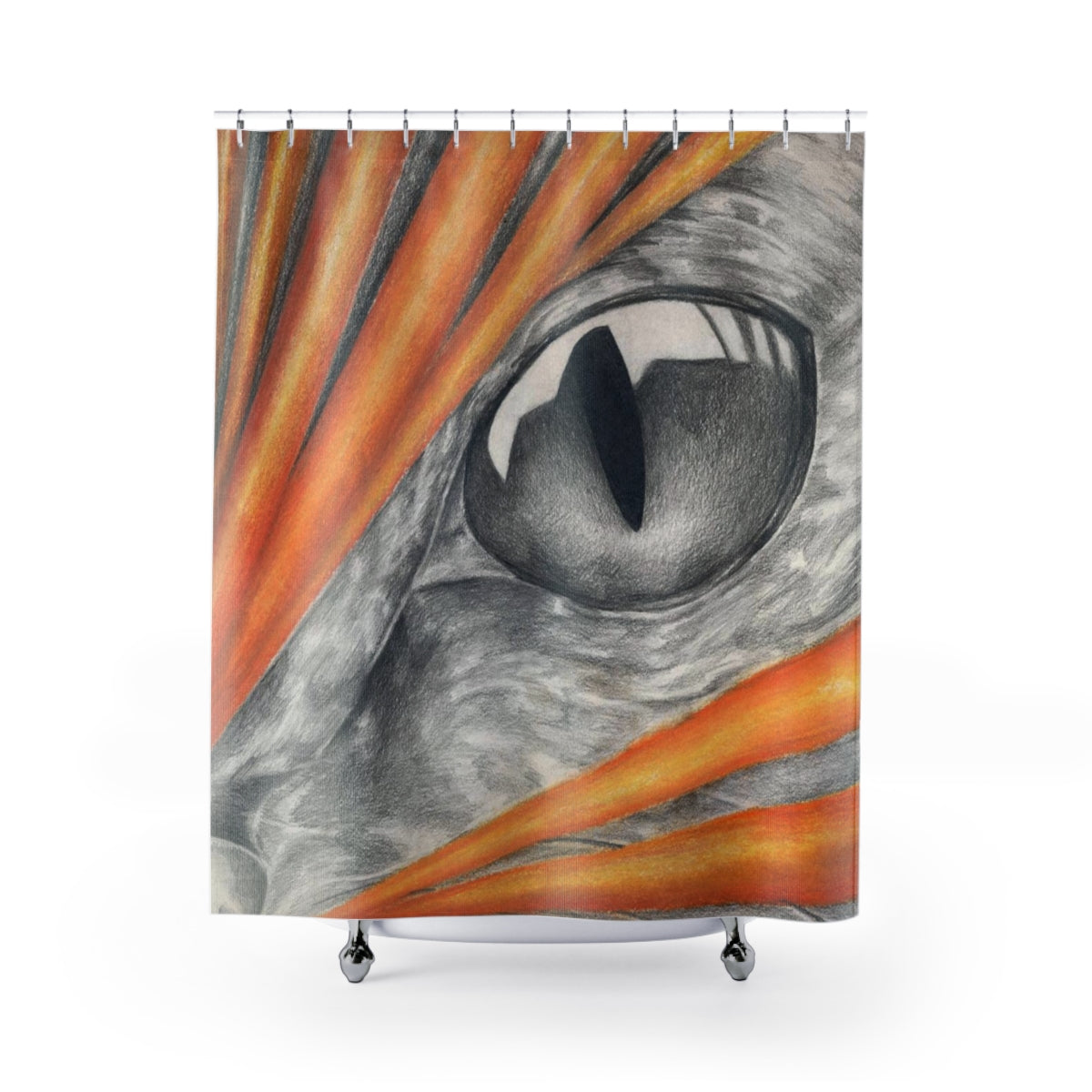 Colorful Cat Rays Shower Curtain made of durable polyester, featuring vibrant designs perfect for bathroom decor.