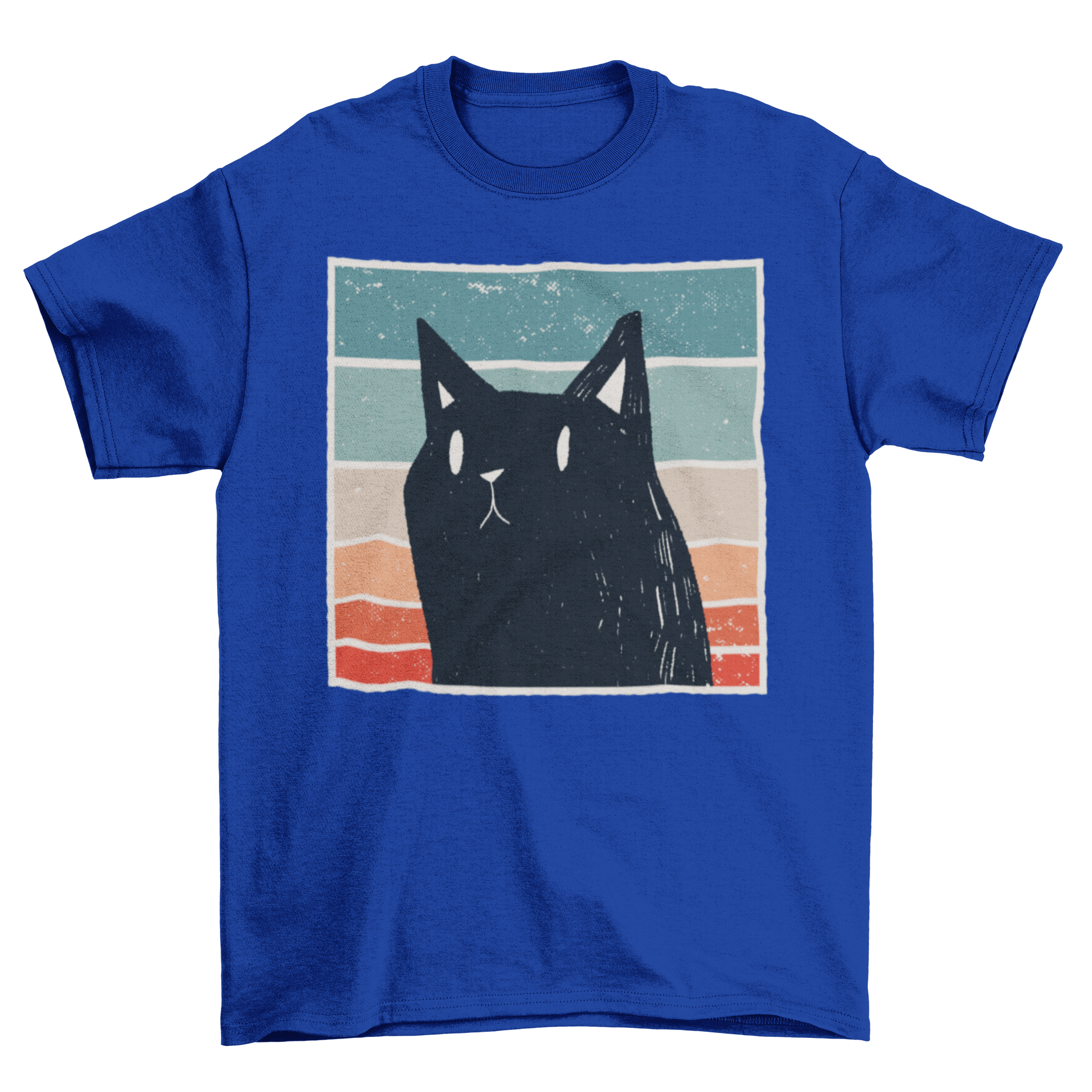 A stylish Cat Retro Style T-shirt featuring a vintage illustration of a black cat in an ornate frame.