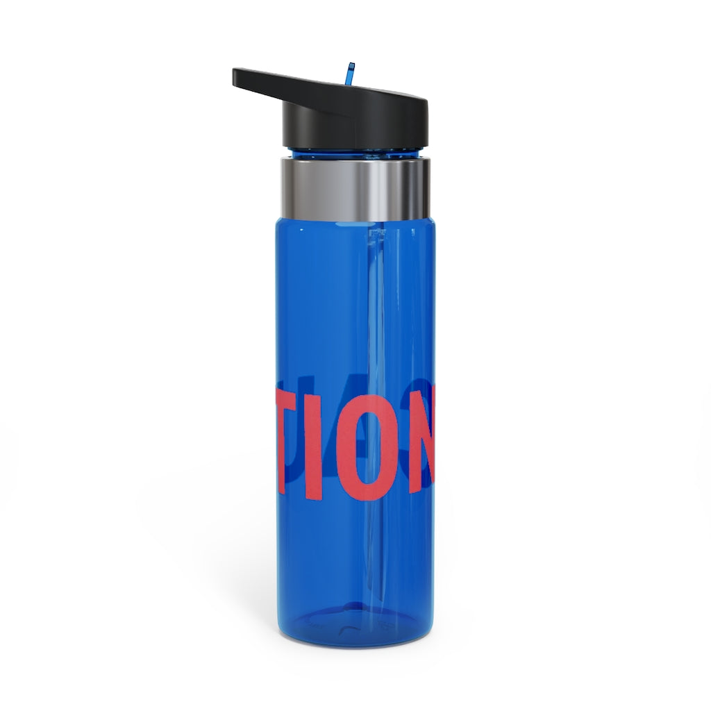 Caution Kensington Tritan™ Sport Bottle in vibrant colors with a carabiner hook, showcasing its lightweight and durable design.