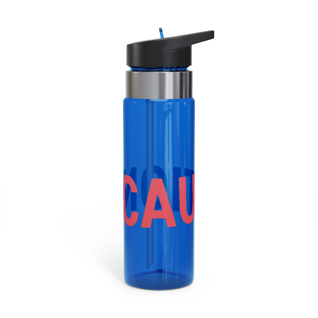 Caution Kensington Tritan™ Sport Bottle in vibrant colors with a carabiner hook, showcasing its lightweight and durable design.