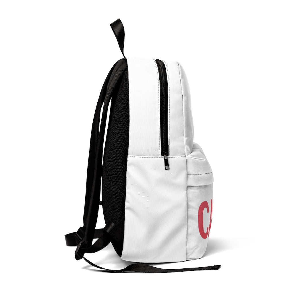 Caution Unisex Classic Backpack in vibrant colors, showcasing adjustable straps and durable nylon material, perfect for daily use.