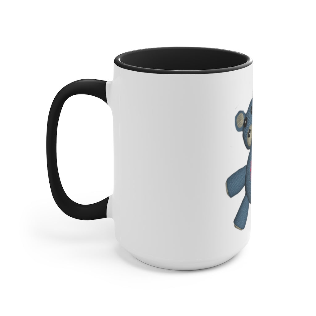 CG Bear Accent Mug featuring a two-tone design with a white exterior and colored interior, available in red, pink, and black options.