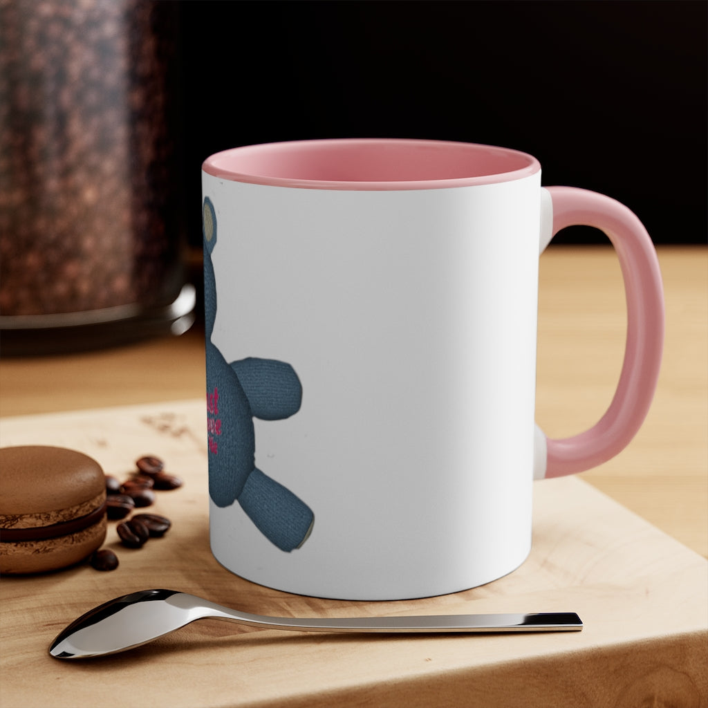 CG Bear Accent Mug featuring a two-tone design with a white exterior and colored interior, available in red, pink, and black options.