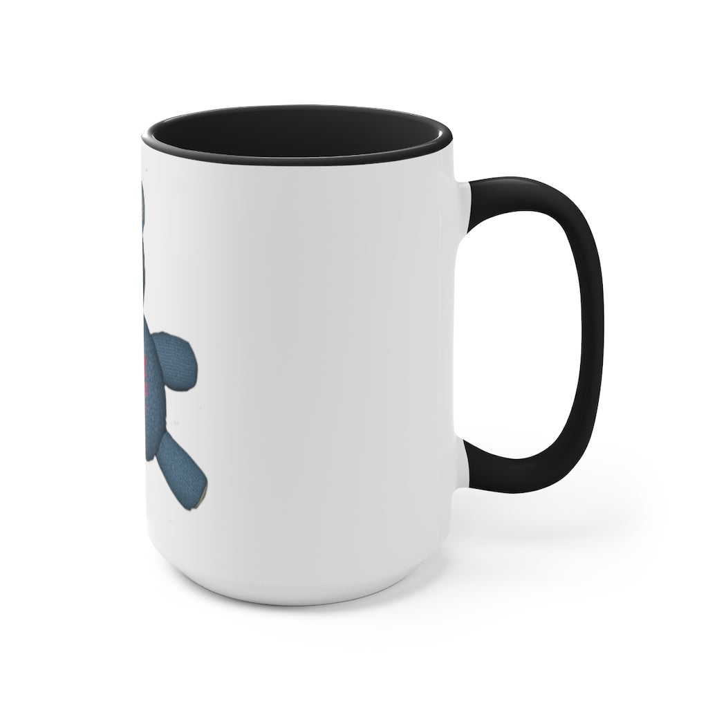 CG Bear Accent Mug featuring a two-tone design with a white exterior and colored interior, available in red, pink, and black options.