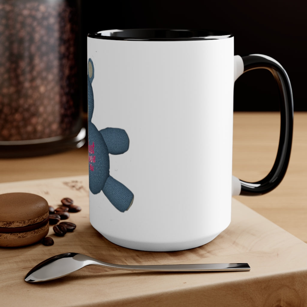 CG Bear Accent Mug featuring a two-tone design with a white exterior and colored interior, available in red, pink, and black options.