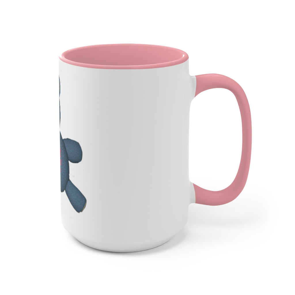 CG Bear Accent Mug featuring a two-tone design with a white exterior and colored interior, available in red, pink, and black options.