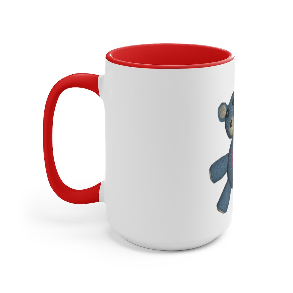 CG Bear Accent Mug featuring a two-tone design with a white exterior and colored interior, available in red, pink, and black options.