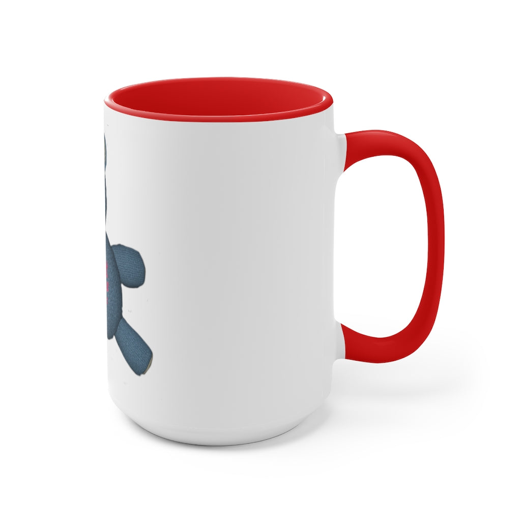 CG Bear Accent Mug featuring a two-tone design with a white exterior and colored interior, available in red, pink, and black options.