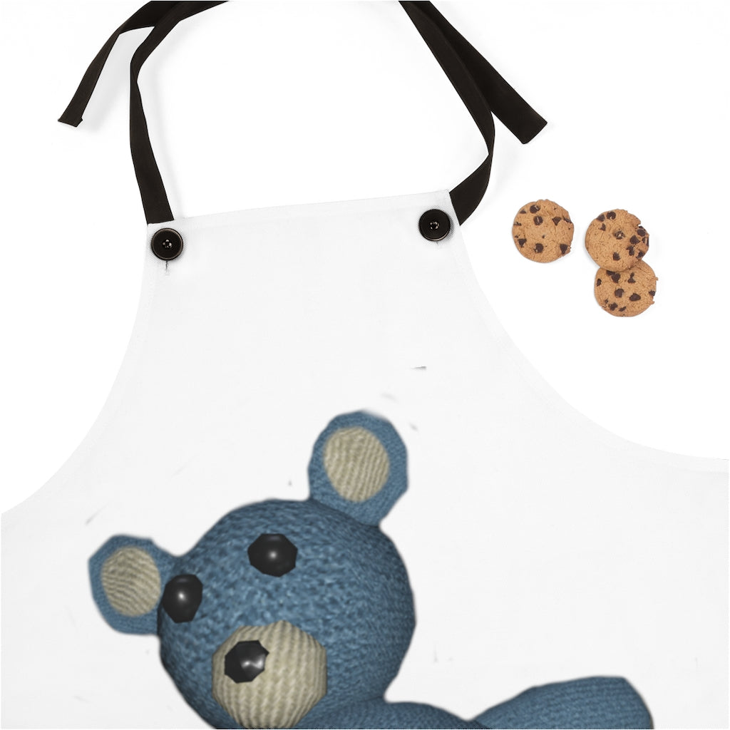 CG Bear Apron featuring a stylish design, lightweight polyester material, and black detachable twill straps, perfect for cooking.