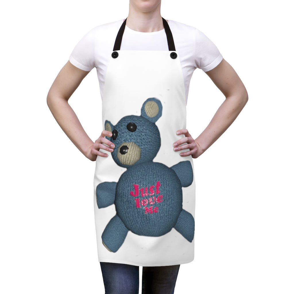 CG Bear Apron featuring a stylish design, lightweight polyester material, and black detachable twill straps, perfect for cooking.