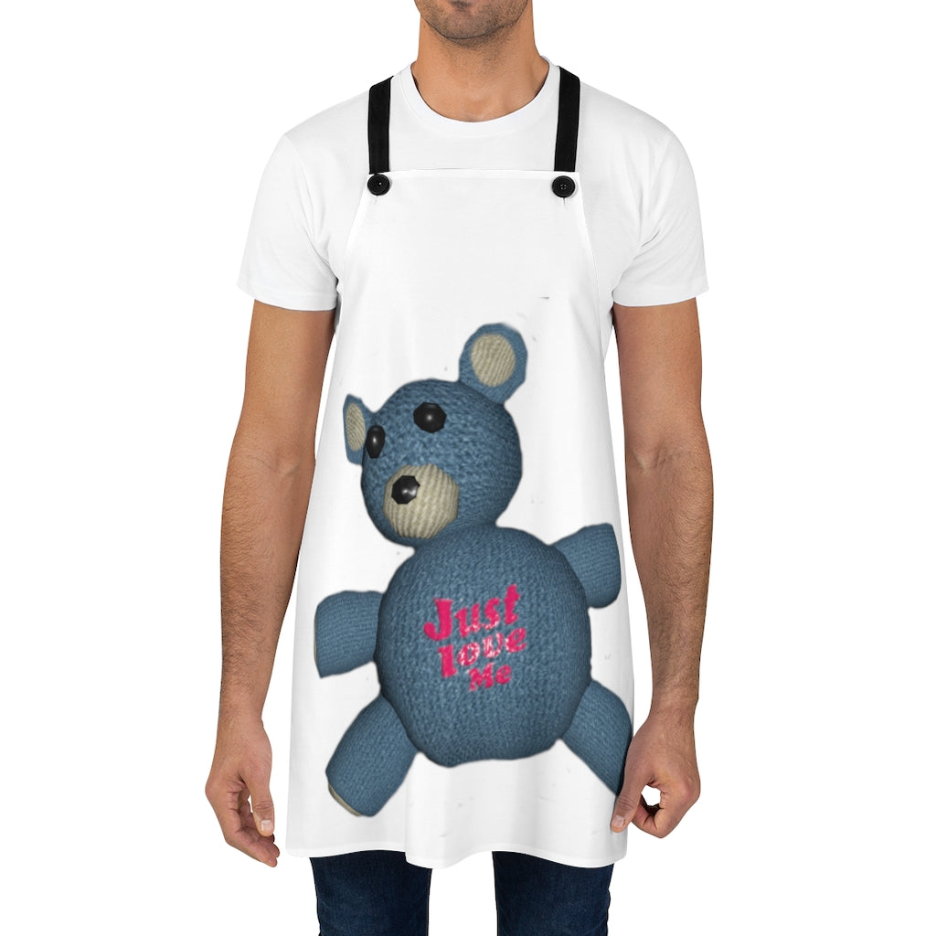 CG Bear Apron featuring a stylish design, lightweight polyester material, and black detachable twill straps, perfect for cooking.