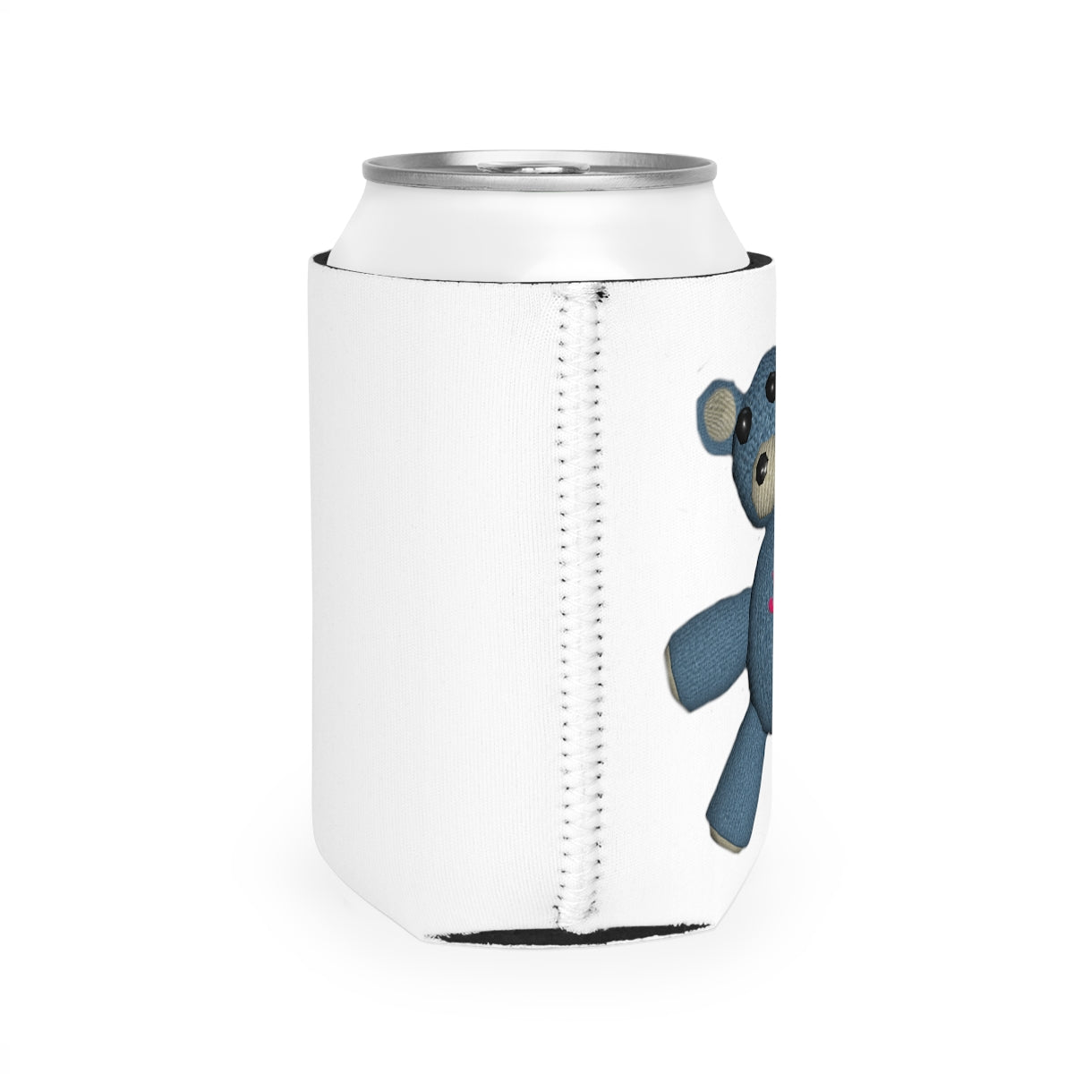 CG Bear Can Cooler Sleeve made of durable neoprene, designed to fit standard 12 oz cans, featuring a customizable design.