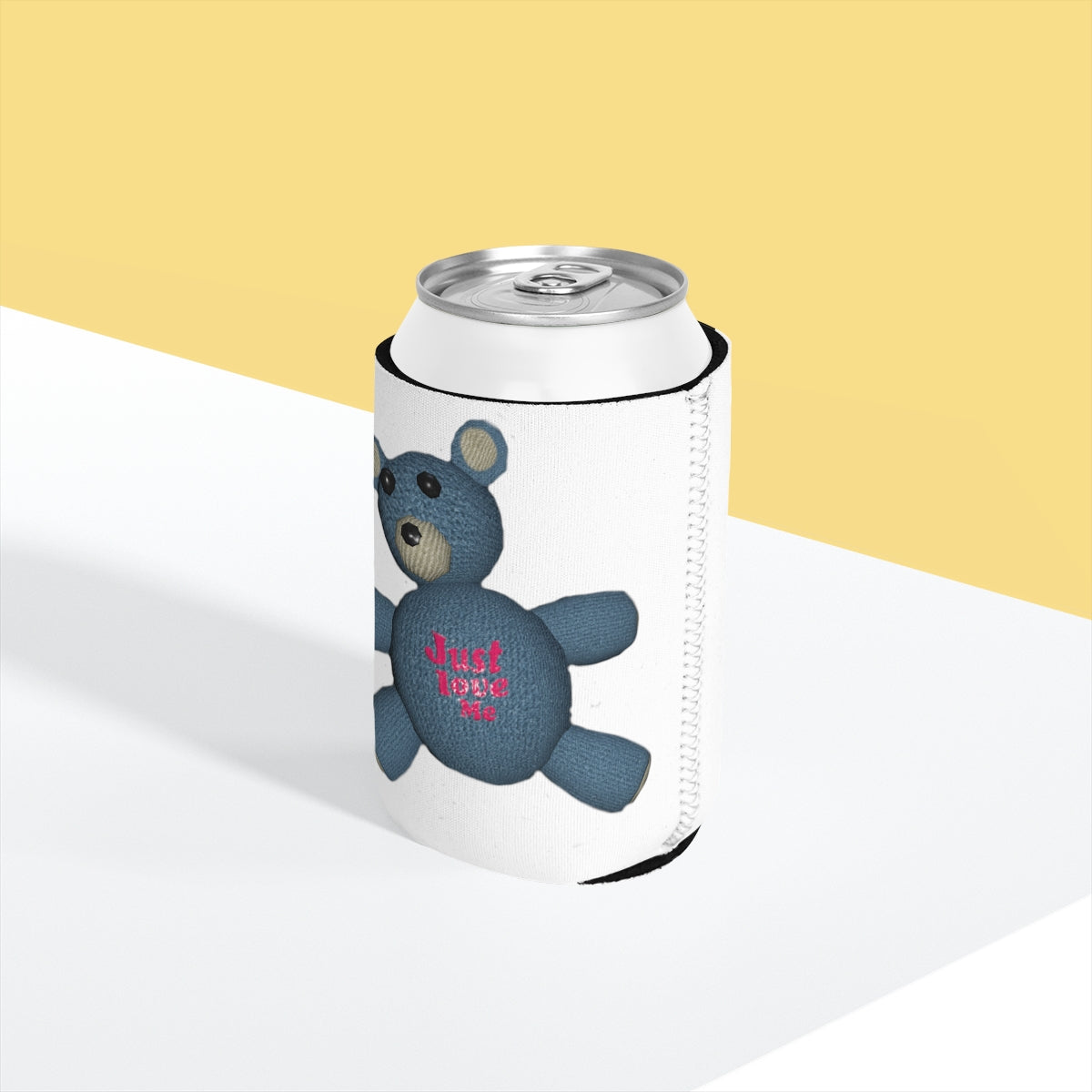 CG Bear Can Cooler Sleeve made of durable neoprene, designed to fit standard 12 oz cans, featuring a customizable design.