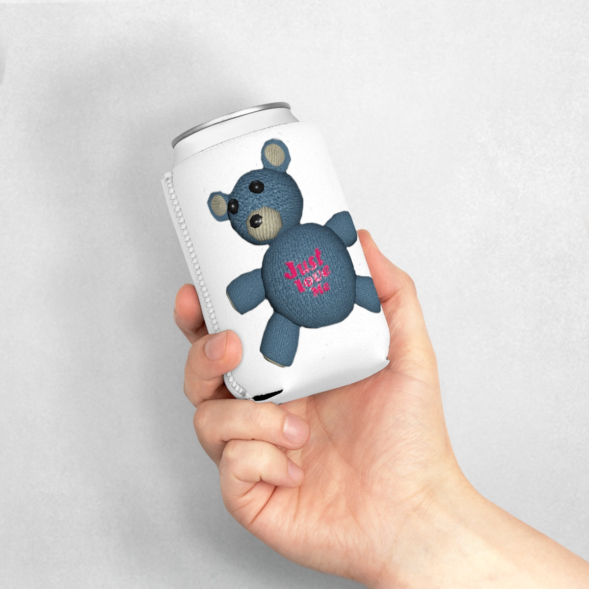 CG Bear Can Cooler Sleeve made of durable neoprene, designed to fit standard 12 oz cans, featuring a customizable design.