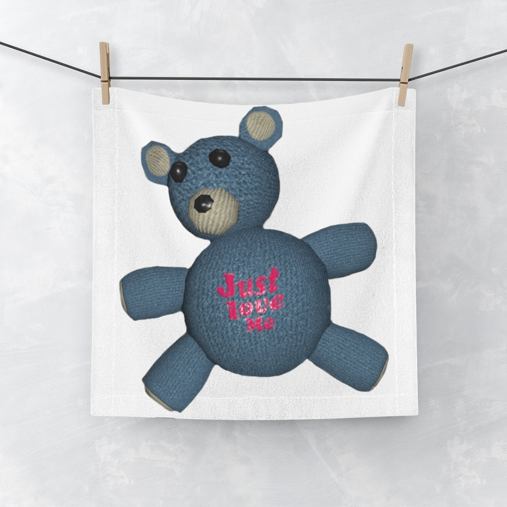 CG Bear Face Towel featuring a customizable bear face design on a soft polyester front and absorbent cotton back.