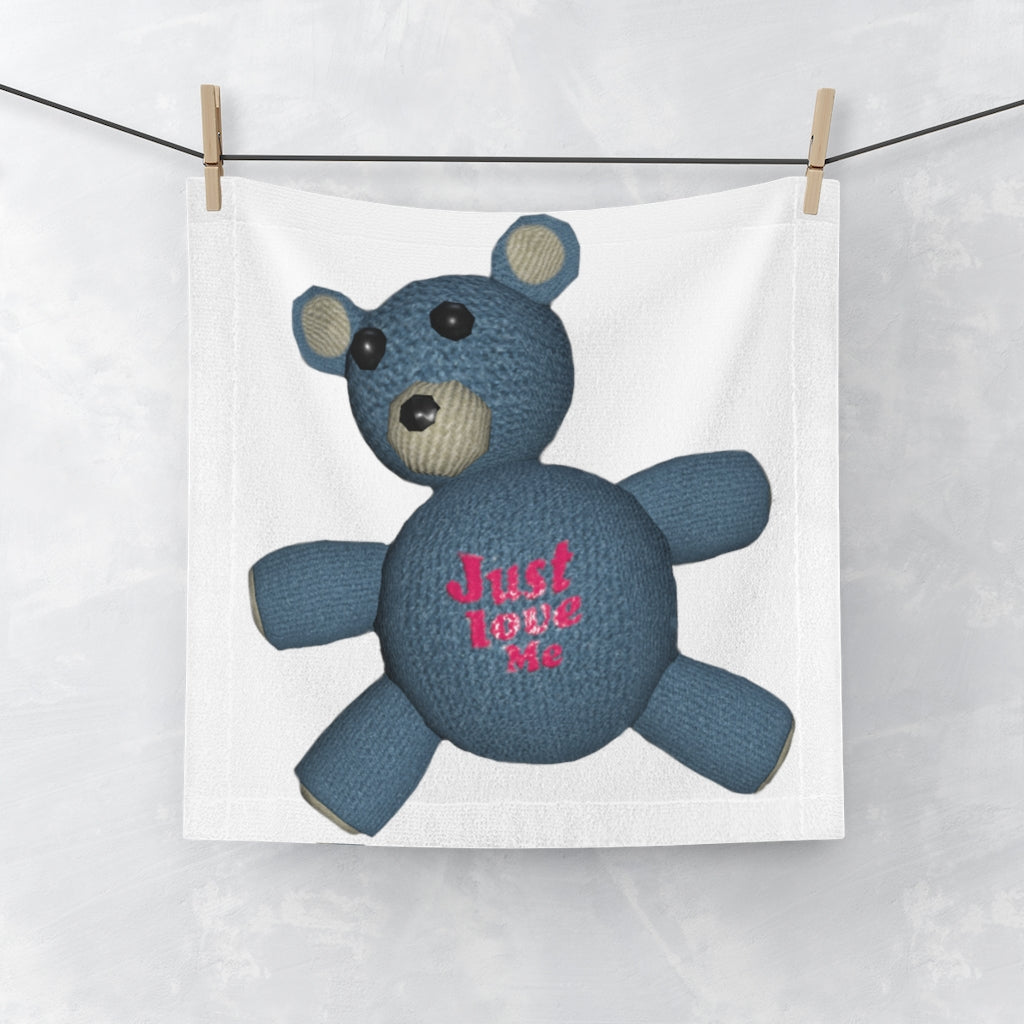 CG Bear Face Towel featuring a customizable bear design on a soft polyester front and absorbent cotton back.