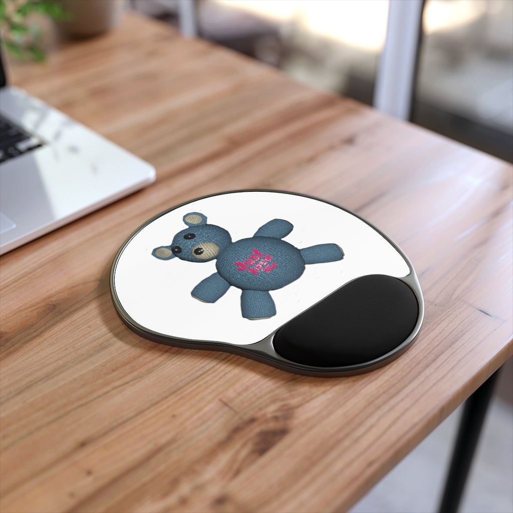 CG Bear Mouse Pad featuring a Memory Foam wrist rest and custom neoprene insert, designed for ergonomic support and comfort.