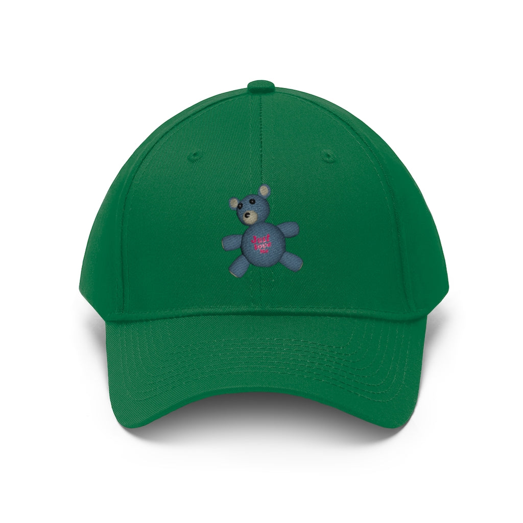 CG Bear Unisex Twill Hat in cotton twill fabric, featuring a classic 6-panel design and adjustable Velcro closure, perfect for outdoor activities.