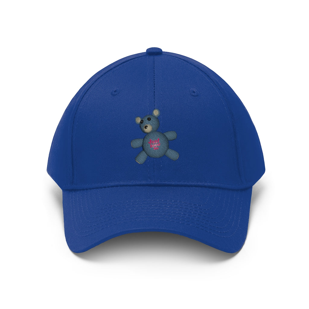 CG Bear Unisex Twill Hat in cotton twill fabric, featuring a classic 6-panel design and adjustable Velcro closure, perfect for outdoor activities.