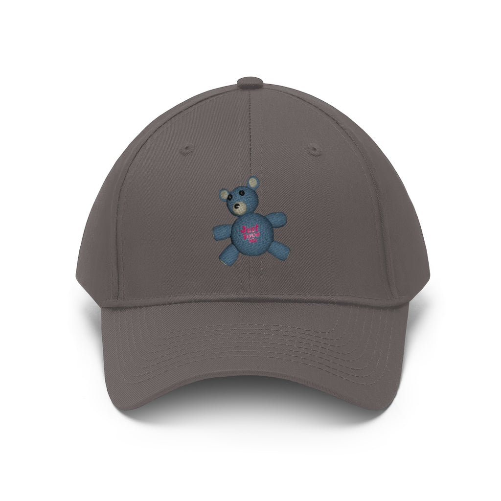 CG Bear Unisex Twill Hat in cotton twill fabric, featuring a classic 6-panel design and adjustable Velcro closure, perfect for outdoor activities.