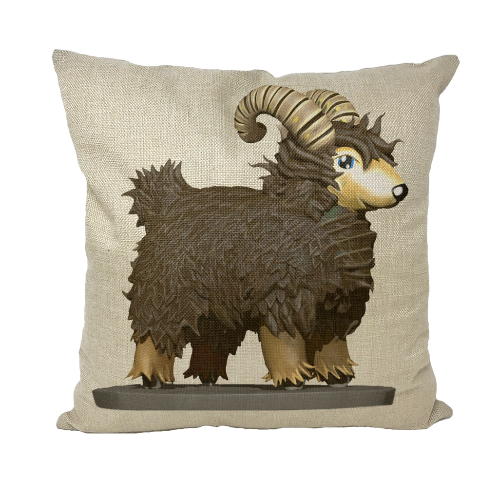 CG Brown Sheep Throw Pillows in various styles including linen, canvas, and suede, showcasing their vibrant colors and textures.