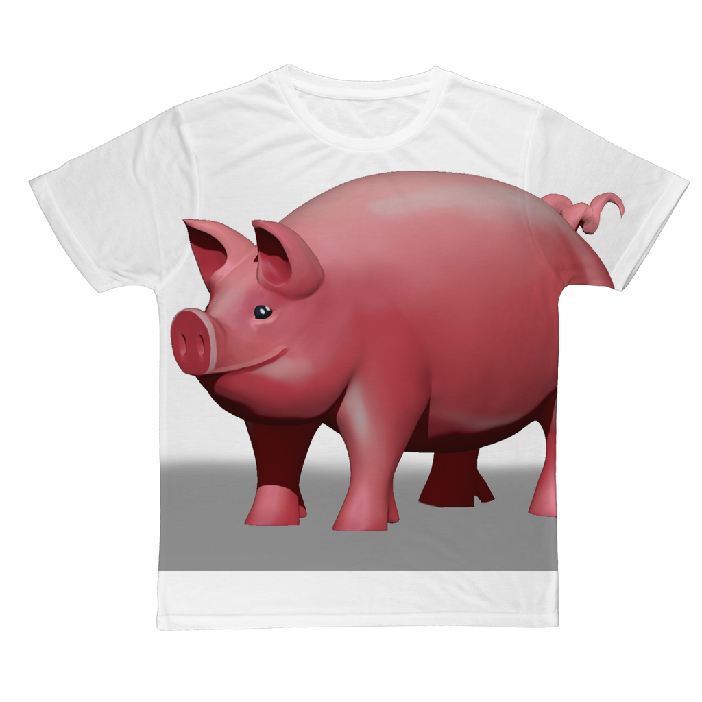 CG Pig Classic Sublimation Adult T-Shirt in vibrant colors, showcasing its soft polyester fabric and ideal design for sublimation printing.