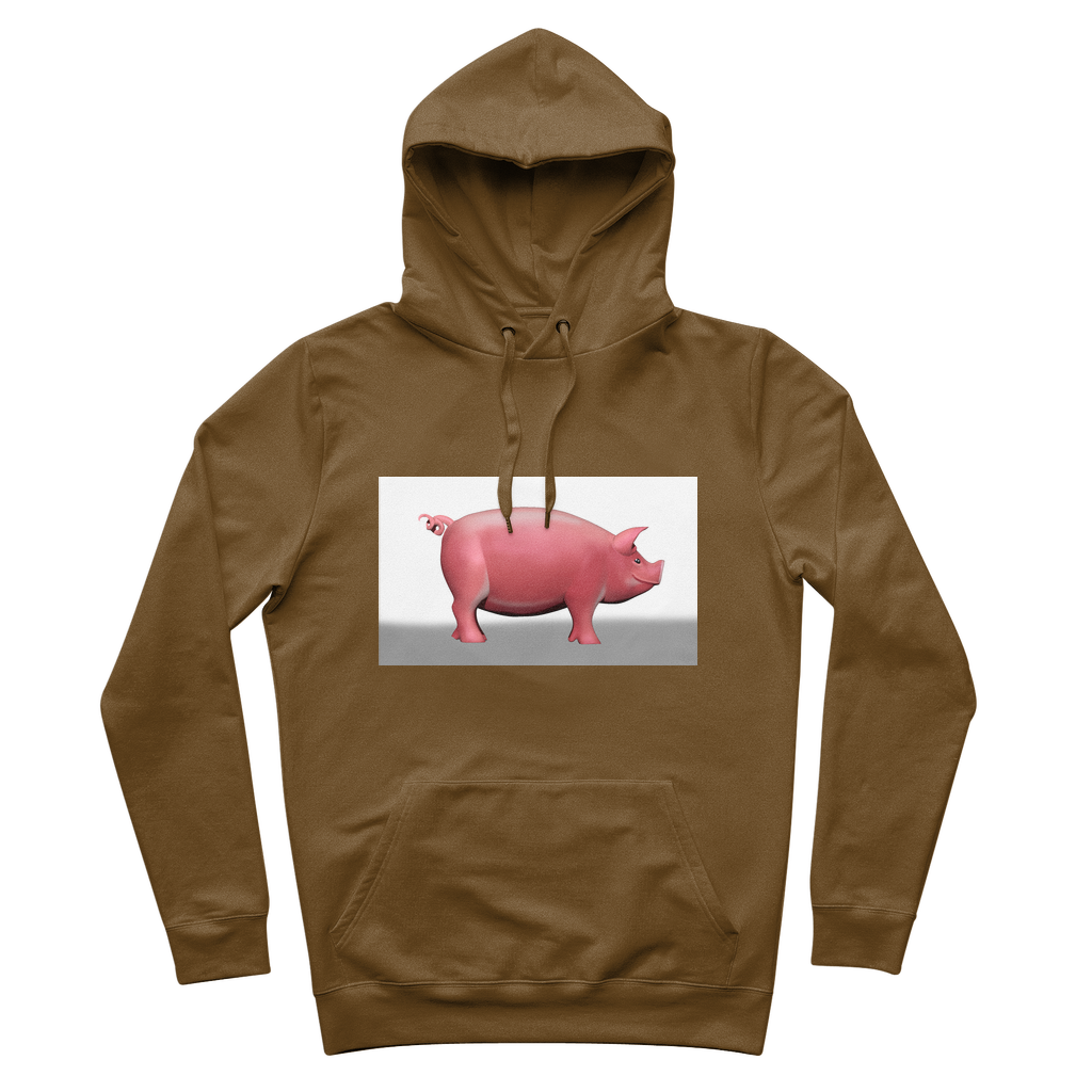 CG Pig Premium Adult Hoodie in various colors with adjustable hood and kangaroo pocket.