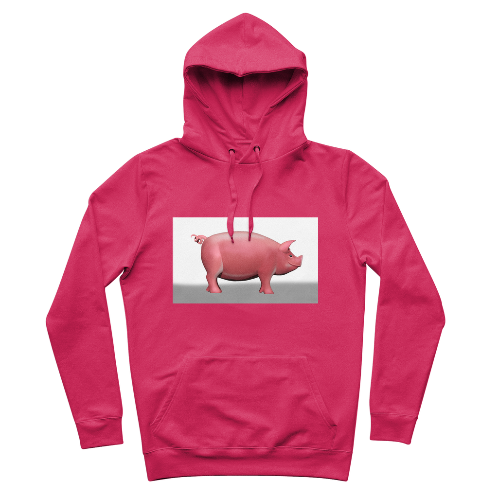 CG Pig Premium Adult Hoodie in various colors with adjustable hood and kangaroo pocket.