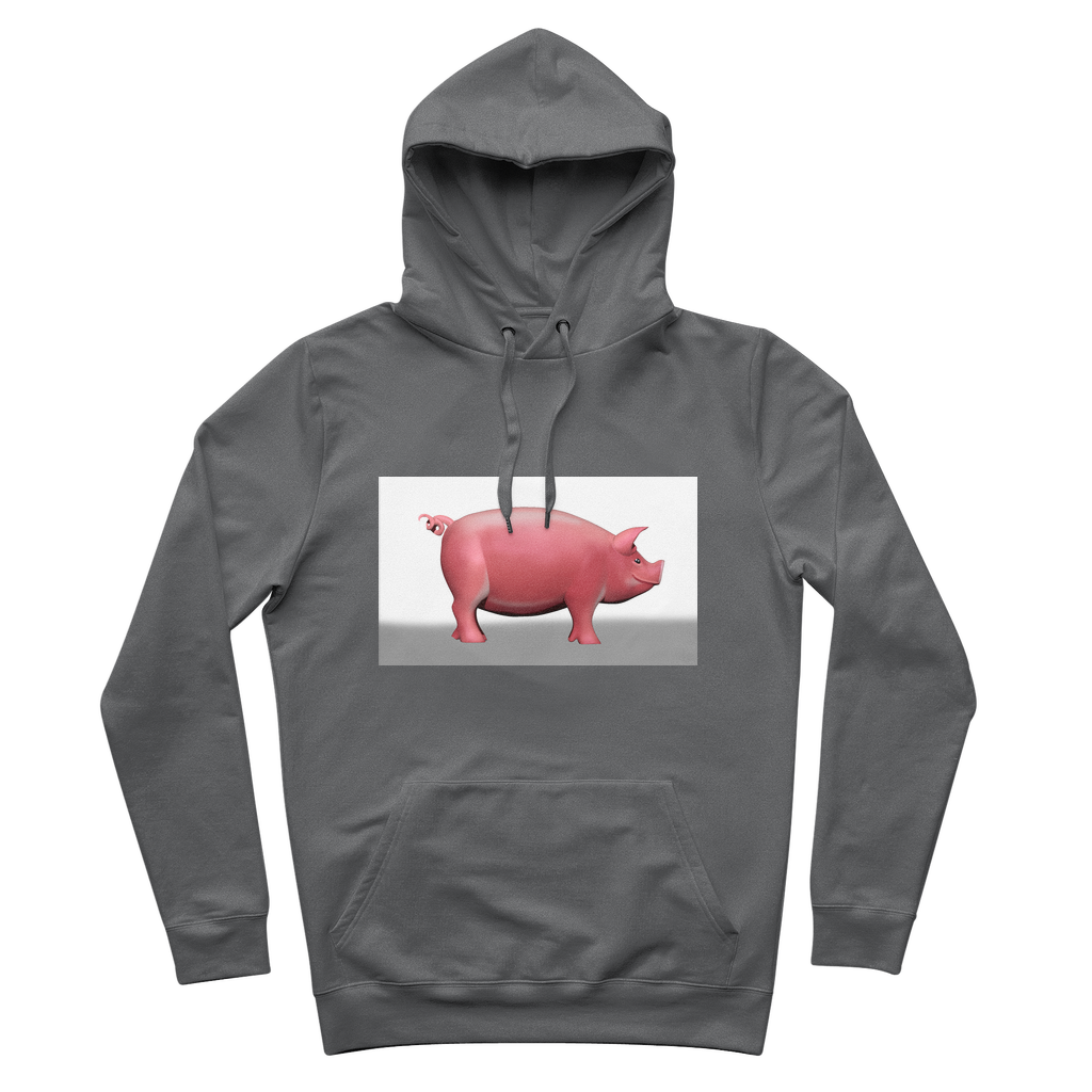 CG Pig Premium Adult Hoodie in various colors with adjustable hood and kangaroo pocket.