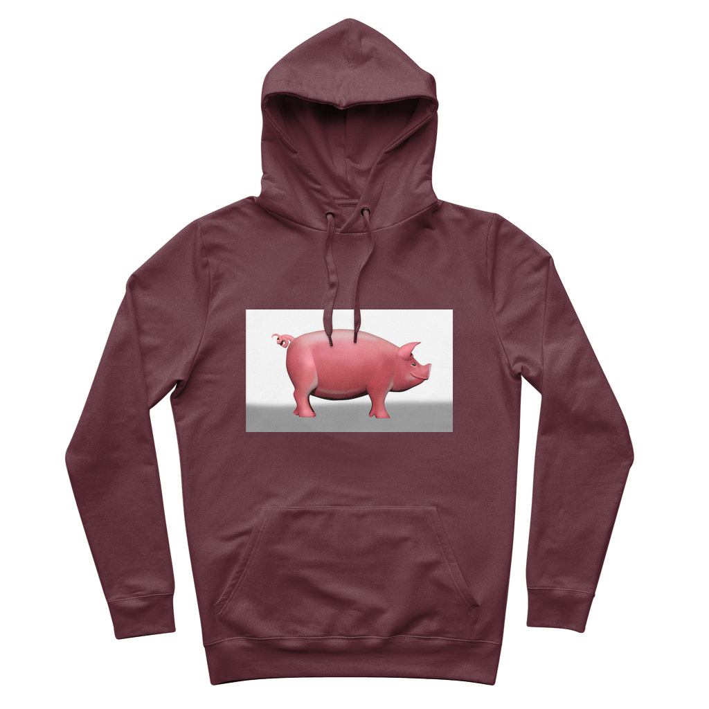 CG Pig Premium Adult Hoodie in various colors with adjustable hood and kangaroo pocket.