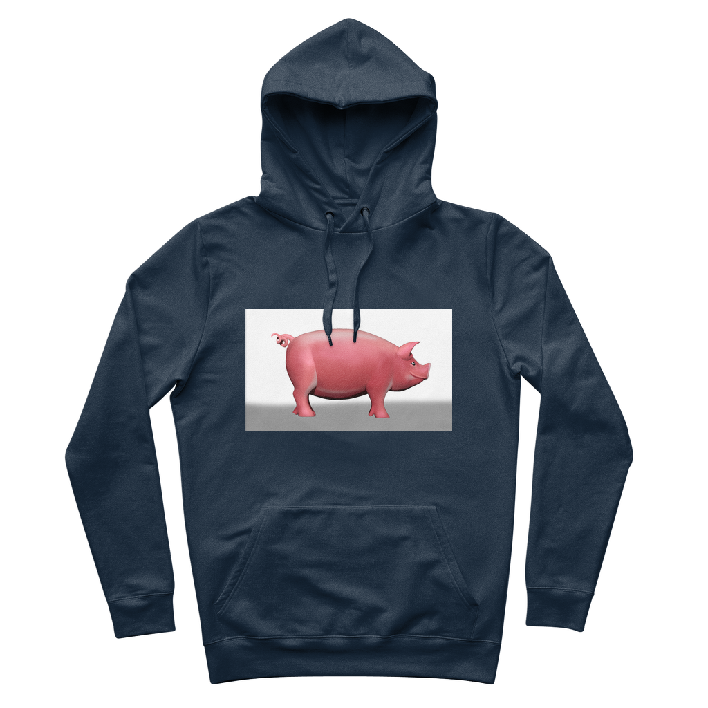 CG Pig Premium Adult Hoodie in various colors with adjustable hood and kangaroo pocket.